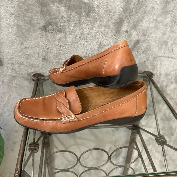 Natural Soul Leather Driving comfort boat Shoes Women 9M Tan moccasin braided - Picture 10 of 14